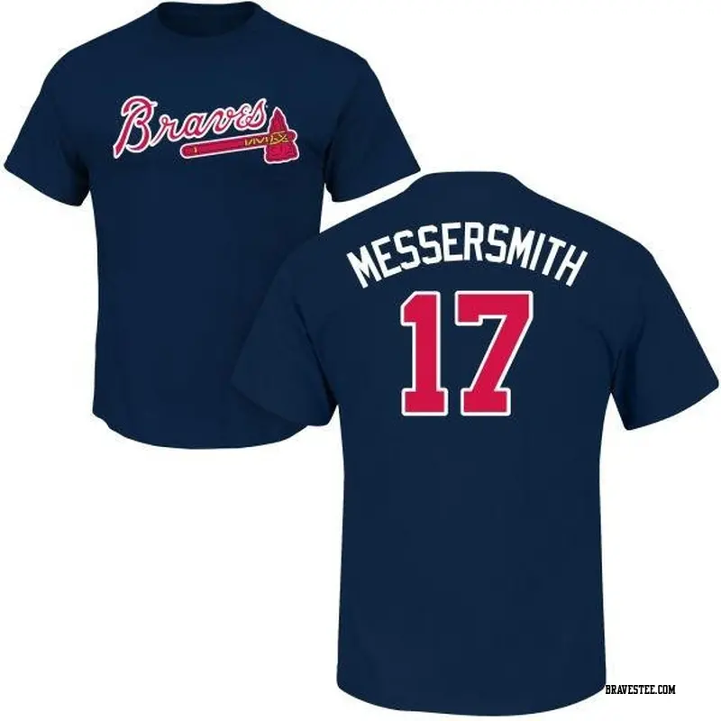 Men's Atlanta Braves ＃17 Andy Messersmith Navy Roster Name & Number T-Shirt