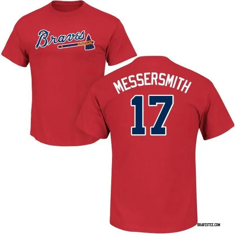 Men's Atlanta Braves ＃17 Andy Messersmith Red Roster Name & Number T-Shirt
