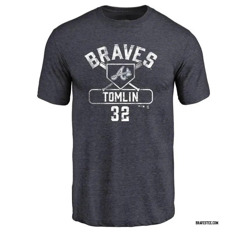 Men's Atlanta Braves ＃32 Josh Tomlin Navy Branded Base Runner T-Shirt