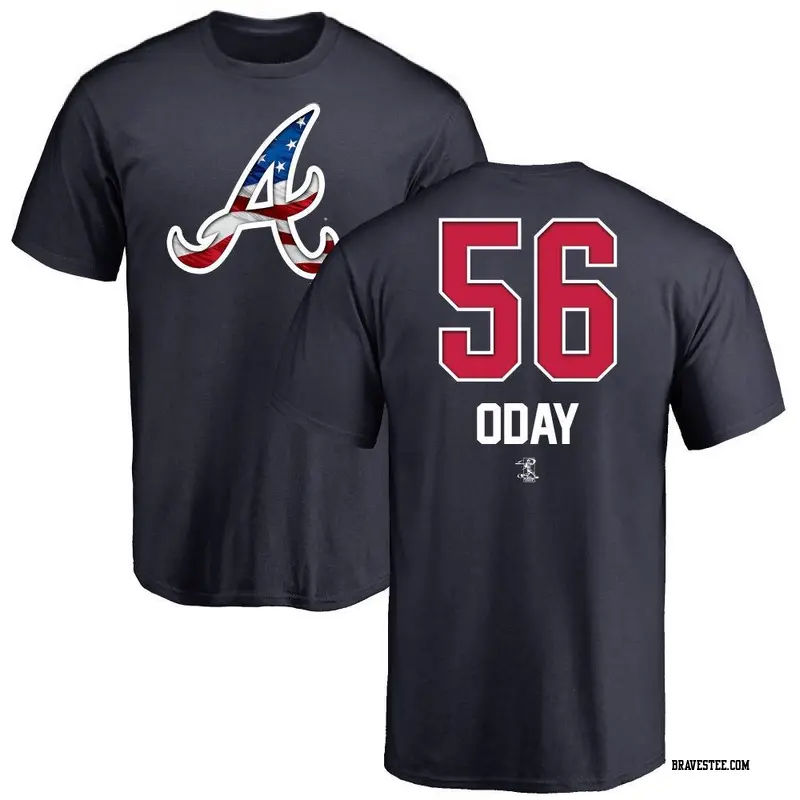 Men's Atlanta Braves ＃56 Darren O'Day Navy Name and Number Banner Wave T-Shirt