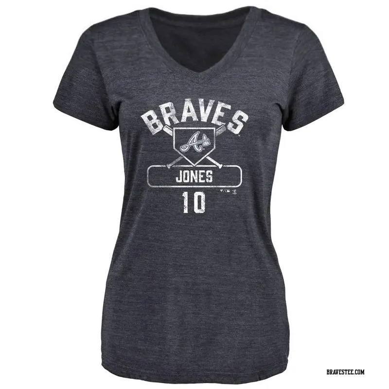 Women's Atlanta Braves ＃10 Chipper Jones Navy Base Runner T-Shirt