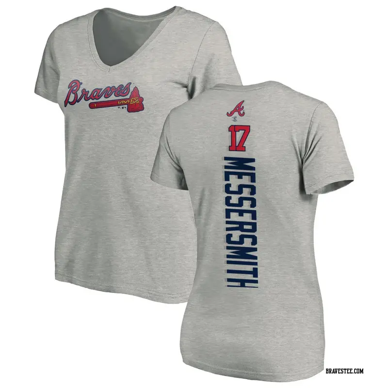 Women's Atlanta Braves ＃17 Andy Messersmith Ash Backer Slim Fit T-Shirt