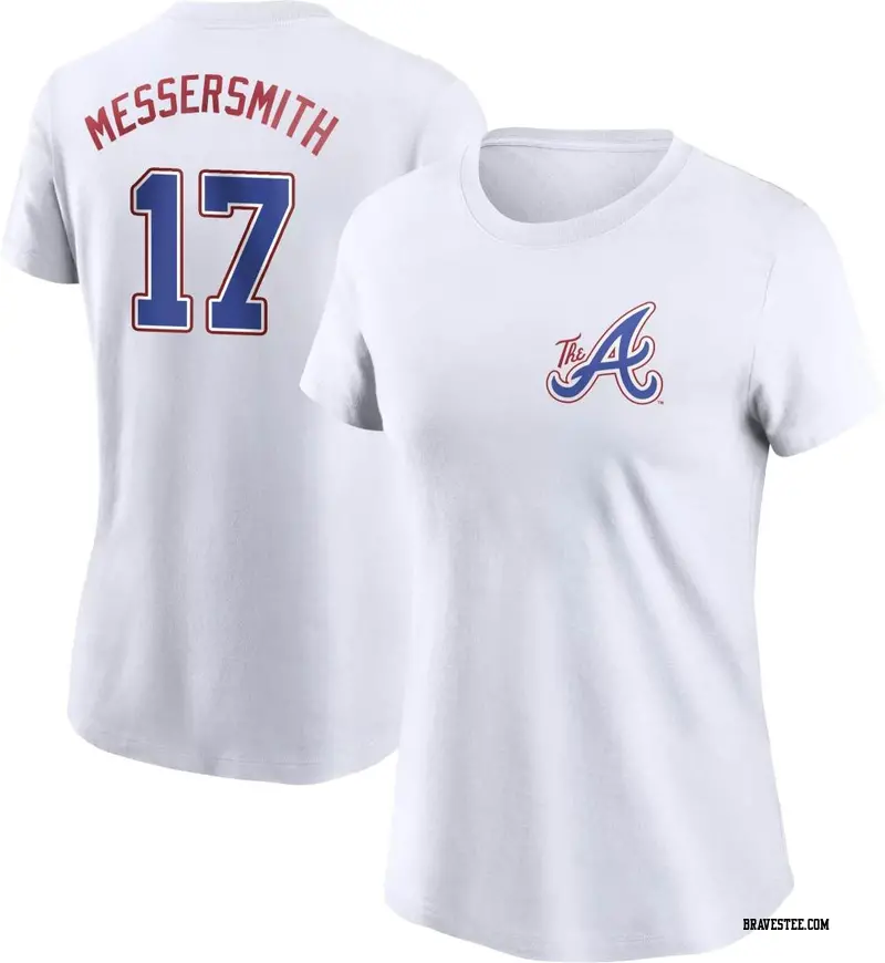 Women's Atlanta Braves ＃17 Andy Messersmith White 2023 City Connect Name & Number T-Shirt