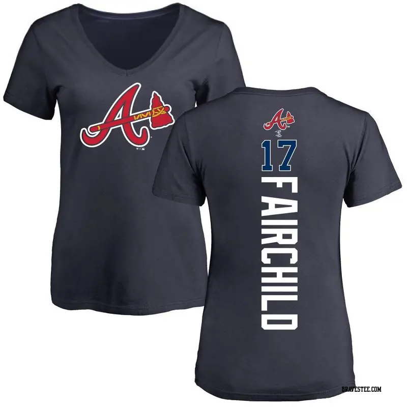 Women's Atlanta Braves ＃17 Stuart Fairchild Navy Backer Slim Fit T-Shirt