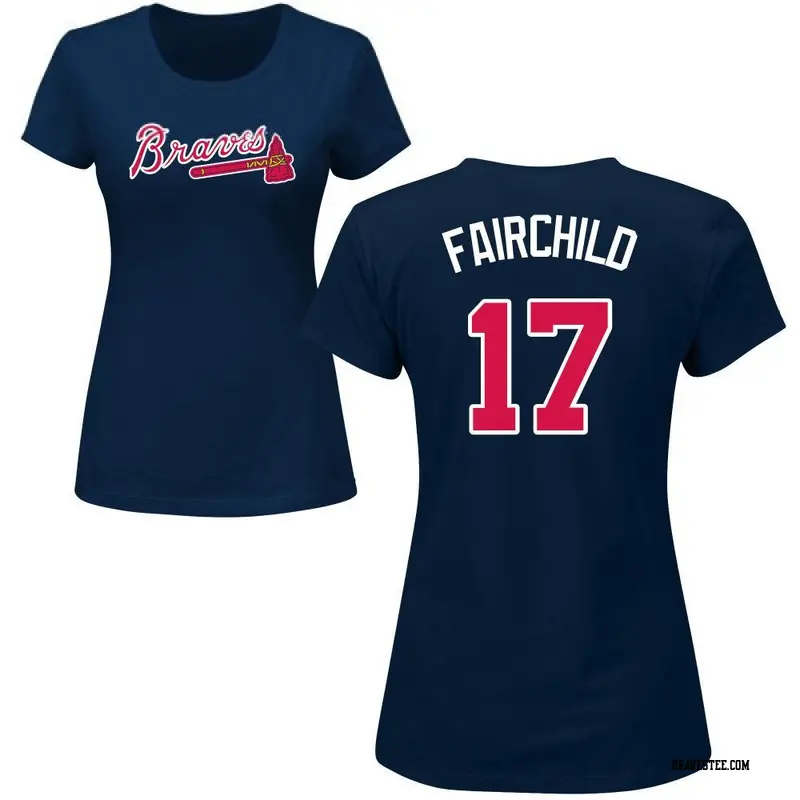 Women's Atlanta Braves ＃17 Stuart Fairchild Navy Roster Name & Number T-Shirt