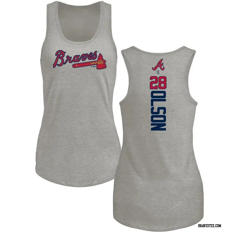Matt Olson Atlanta Braves Women's Navy Name and Number Banner Wave V-Neck T- Shirt 