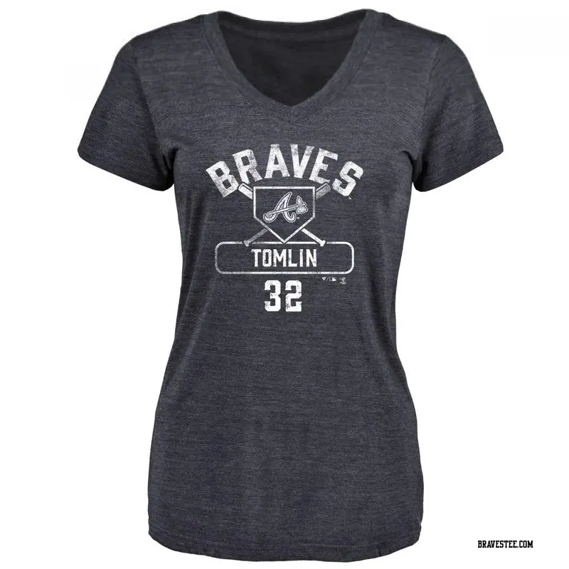 Women's Atlanta Braves ＃32 Josh Tomlin Navy Branded Base Runner T-Shirt