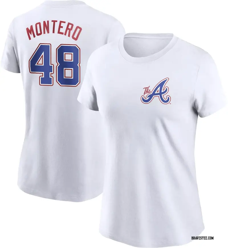 Women's Atlanta Braves ＃48 Rafael Montero White 2023 City Connect Name & Number T-Shirt