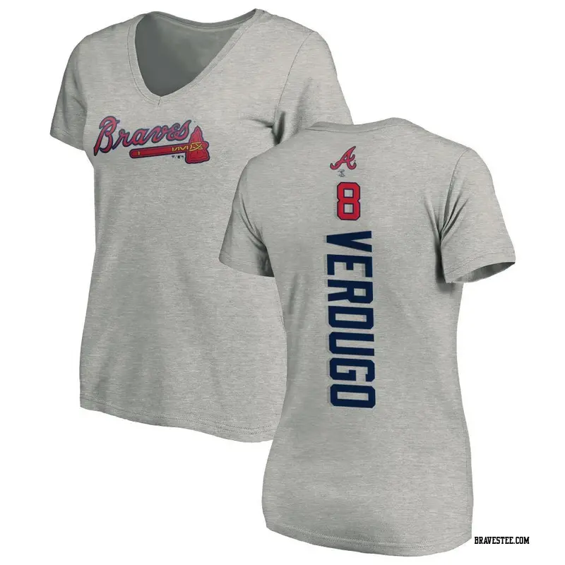 Women's Atlanta Braves ＃8 Alex Verdugo Ash Backer Slim Fit T-Shirt