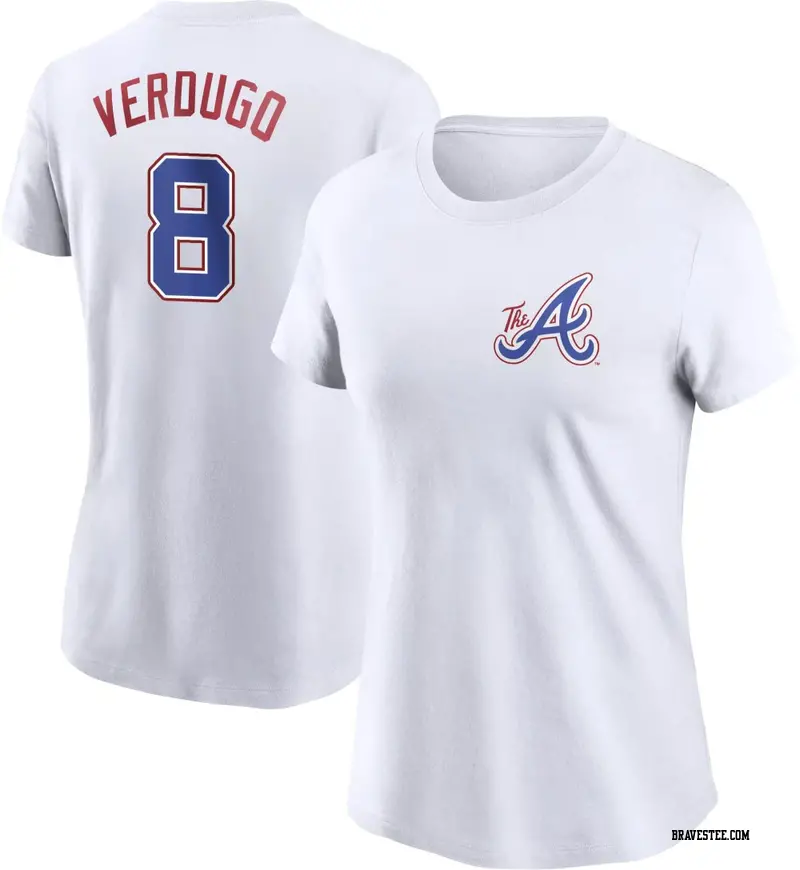 Women's Atlanta Braves ＃8 Alex Verdugo White 2023 City Connect Name & Number T-Shirt