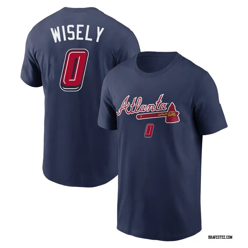 Youth Atlanta Braves ＃0 Brett Wisely Navy 2025 Speedway Classic Name & Number T-Shirt