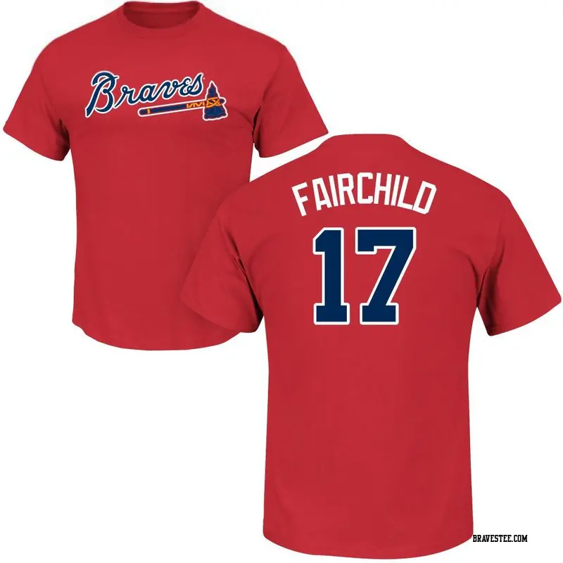 Youth Atlanta Braves ＃17 Stuart Fairchild Red Roster Name & Number T-Shirt