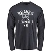 Youth Atlanta Braves ＃32 Josh Tomlin Navy Branded Base Runner Long Sleeve T-Shirt