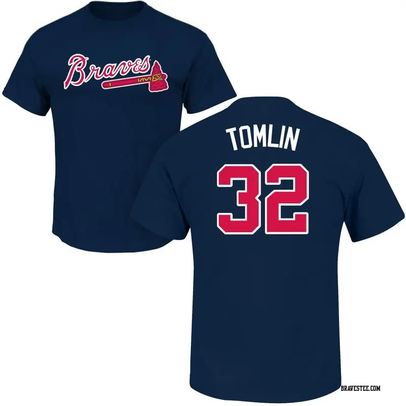 Youth Atlanta Braves ＃32 Josh Tomlin Navy Roster Name & Number T-Shirt
