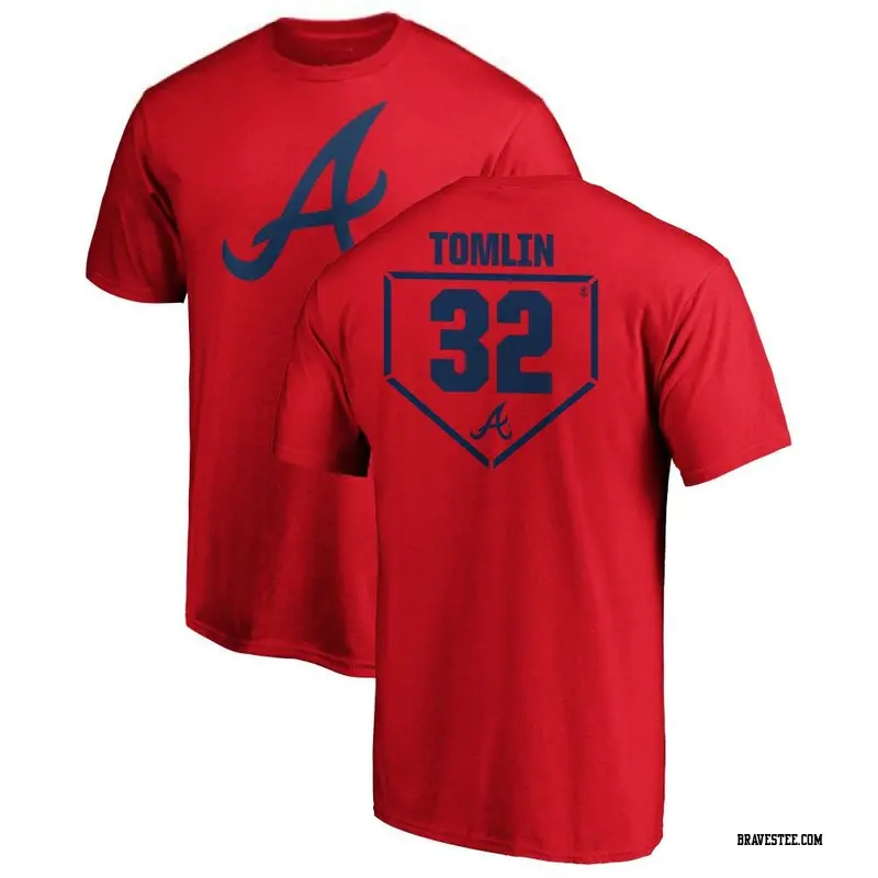 Youth Atlanta Braves ＃32 Josh Tomlin Red Branded RBI T-Shirt