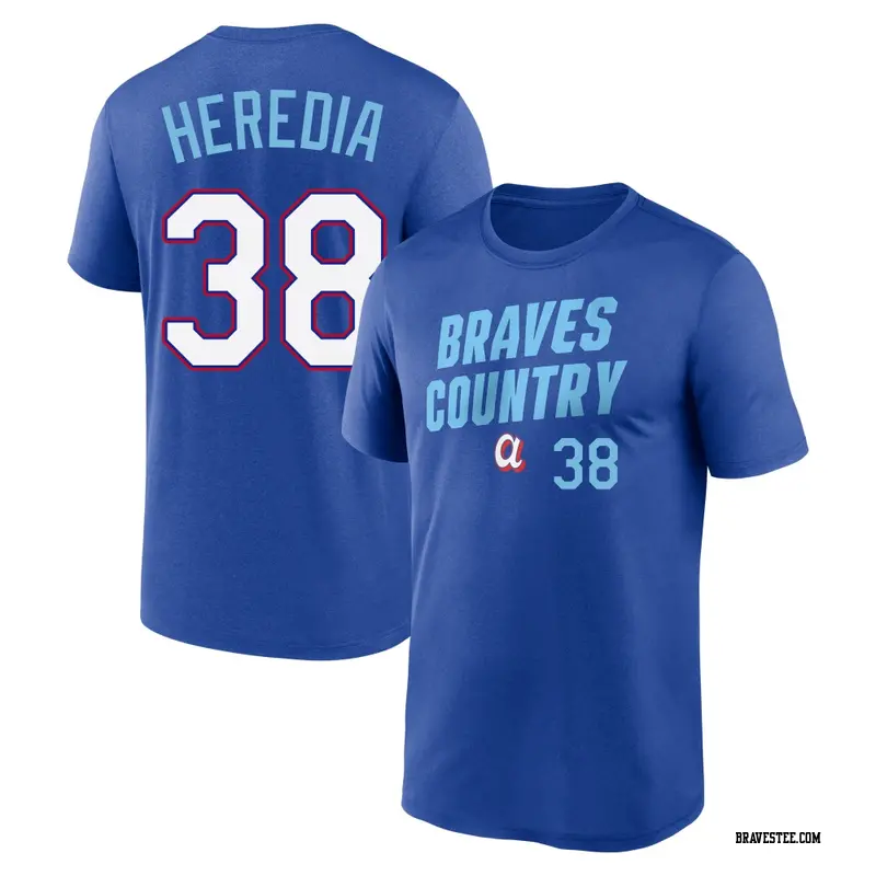 Youth Atlanta Braves ＃38 Guillermo Heredia Royal 2026 City Connect Team Phrase Script Name & Number T-Shirt